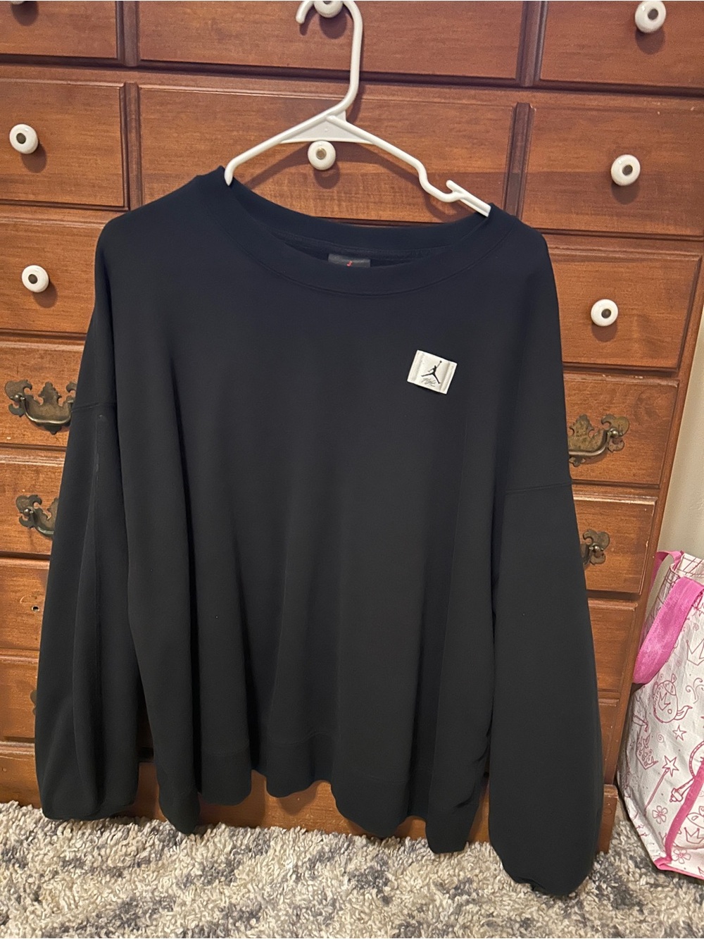 Jordan Black Long-Sleeve Crewneck Sweatshirt with White Jumpman Patch